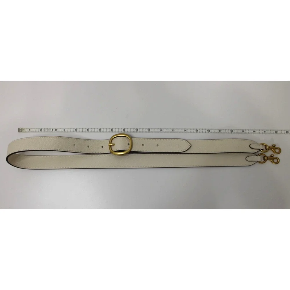 Coach White Ivory Leather Strap with Gold Hardware NEW